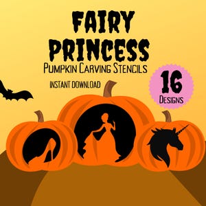 Fairy Princess Pumpkin Carving Stencils | 16 Unique Halloween Jack O'Lantern Patterns