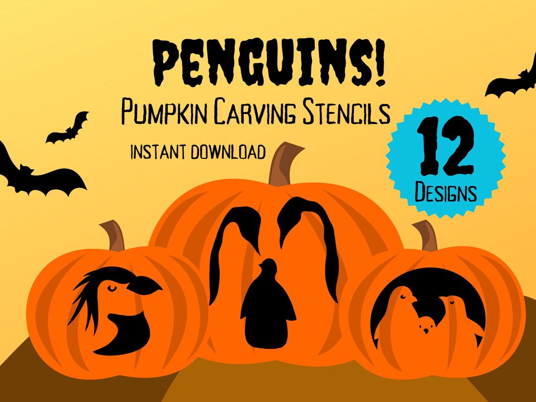 penguin-pumpkin-carving-stencils-12-unique-halloween-jack-o-lantern-carving-patterns-etsy for Free Pumpkin Carving Patterns Printable Penguin Pumpkin Carving Stencils | 12 Unique Halloween Jack O'lantern Carving Patterns - Etsy for Free Pumpkin Carving Patterns Printable