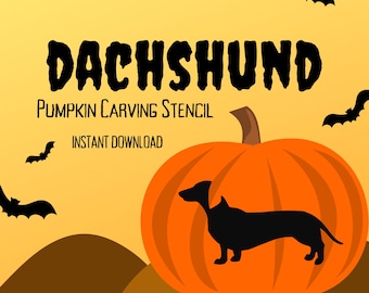 Plantilla para tallar calabaza de perro salchicha / 1 patrón único para tallar calabaza de Halloween para perro salchicha