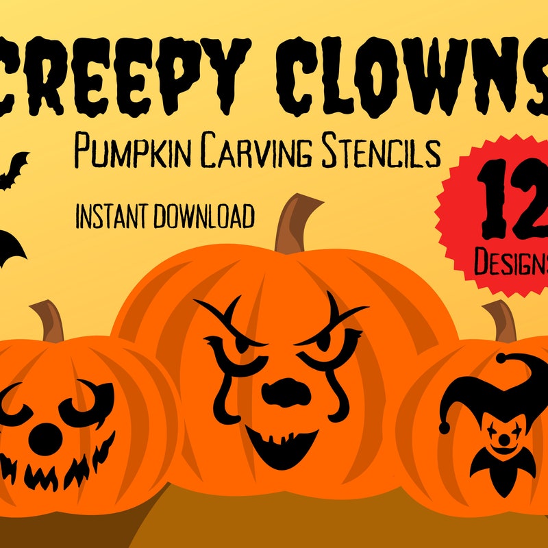 Art The Clown Pumpkin Stencil Etsy printable-scary-clown-head-pumpkin-stencil
