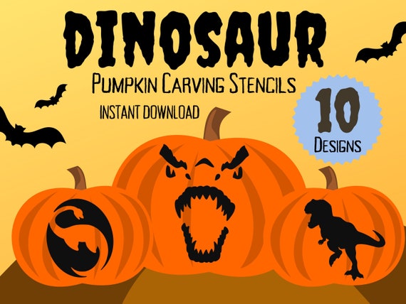 Dinosaur Pumpkin Carving Stencils for Halloween