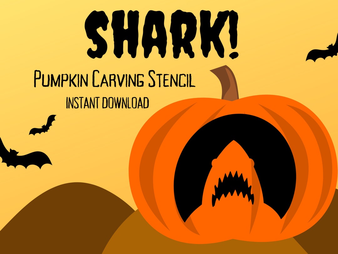 Shark Pumpkin Carving Stencil 1 Unique Halloween Jack