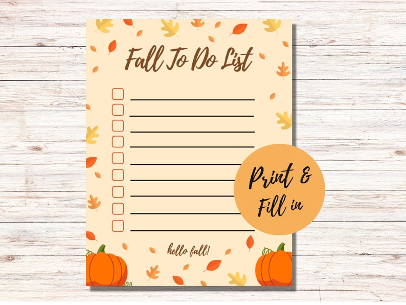 Editable Fall Bucket List Printable Autumn to Do List That's Editable ...