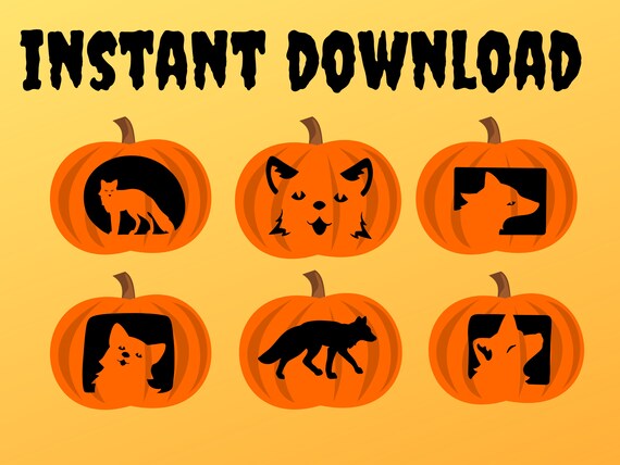 Fox Pumpkin Carving Stencils 12 Unique Halloween Jack - Etsy Canada