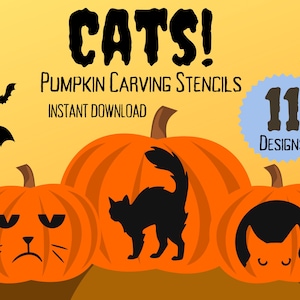 Cat Pumpkin Carving Stencils for Halloween | 11 Unique Jack O&#39;Lantern Patterns for Cat Lovers