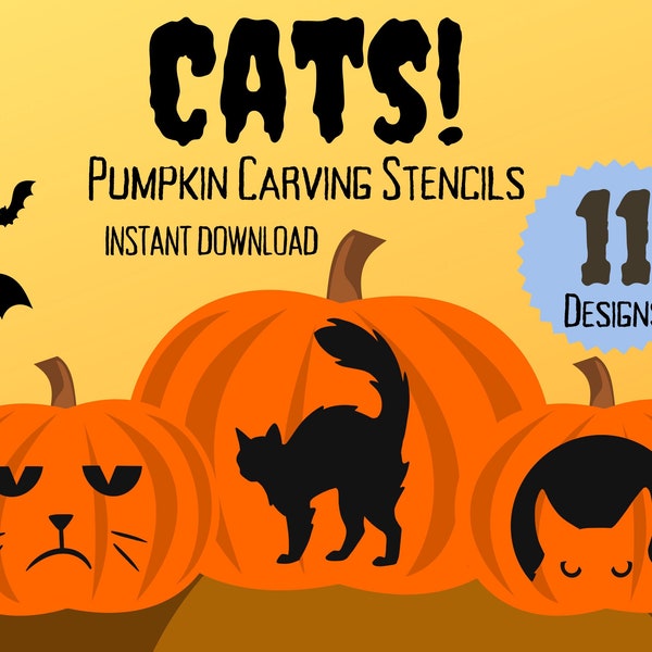 Cat Pumpkin Carving Stencils for Halloween | 11 Unique Jack O'Lantern Patterns for Cat Lovers