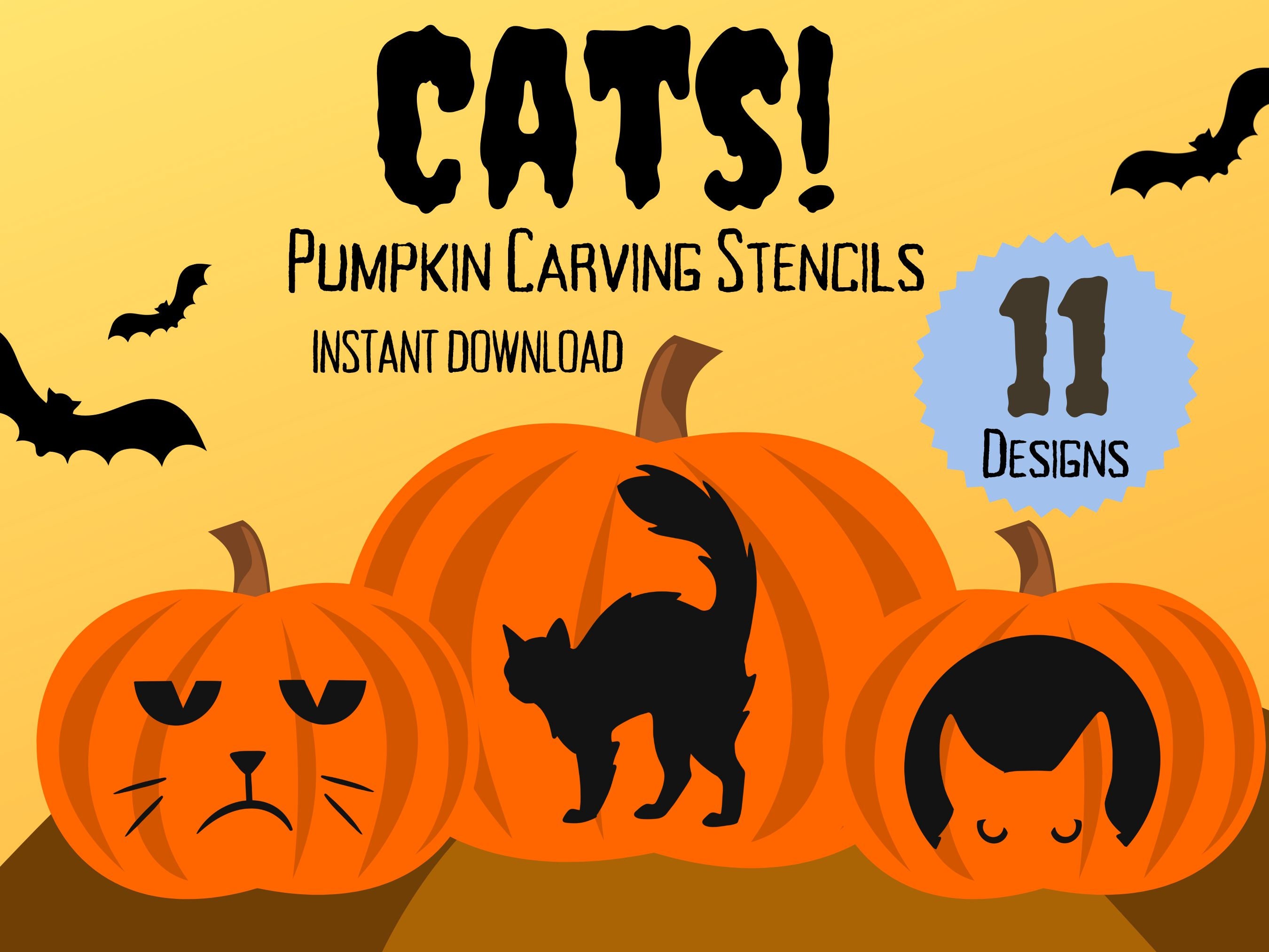Cat Pumpkin Carving Stencils for Halloween 11 Unique Jack O'lantern ...