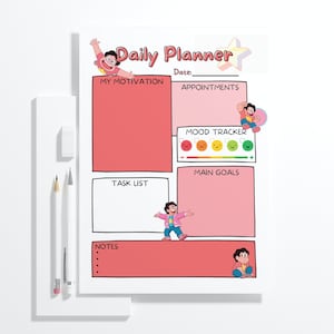 Daily Planner - Steven Universe Themed v4.0 Steven - Downloadable Transparent PNG + Printable PDF files included - For All Ages!