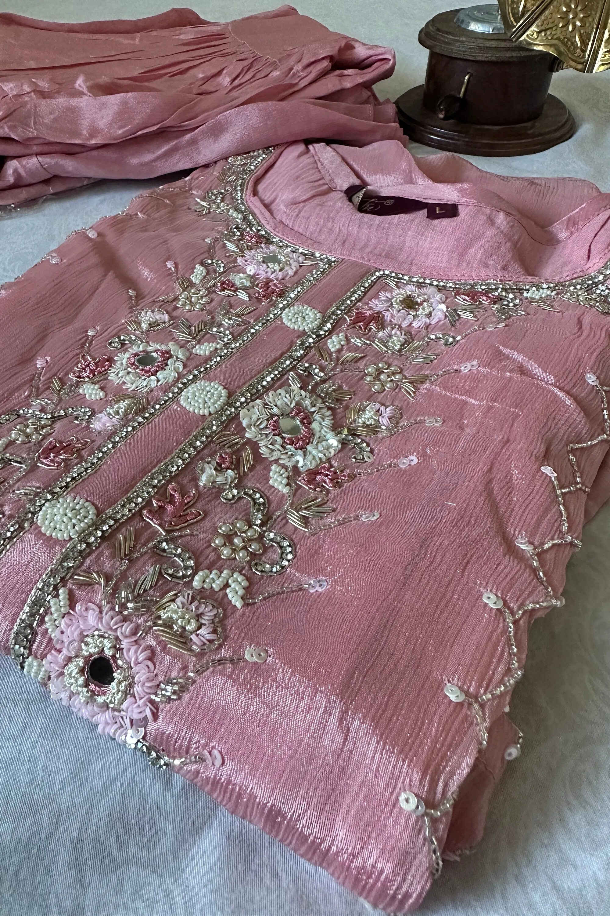 Pink Palazzo style Suit Pure Jam Satin main image 0
