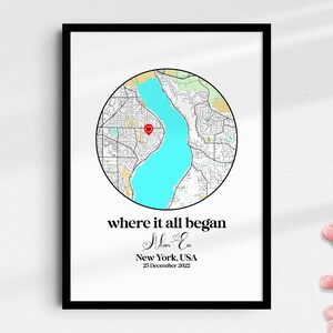 Où nous avons rencontré la carte / Où tout a commencé / Carte de couple / Carte personnalisée / Carte personnalisée / Cadeau d’anniversaire / Cadeau pour elle et lui / CADEAU NUMÉRIQUE