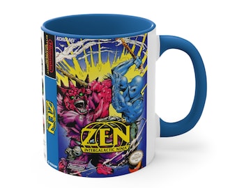 Zen: Intergalactic Ninja NES 8 bit caja de juego cubierta famicom Taza de café con acento, 11 oz 1