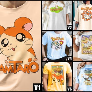 Hamtaro V1-V7 Natural T-shirt filmposter retro vintage Katoen Heren Dames cadeau