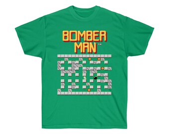Bomberman stage 1 Logo NES Famicom game 8 bit stage screen T Shirt Arcade classic vintage retro design all sizes