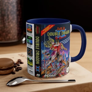 Double Dragon 2 The Revenge NES 8 bit game box cover famicom Accent Coffee Mug, 11oz red 1