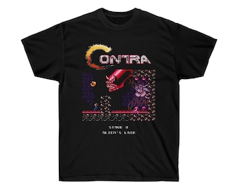 Contra gryzor stage 8 NES Famicom game 8 bit stage screen T Shirt Arcade classic vintage retro design all sizes