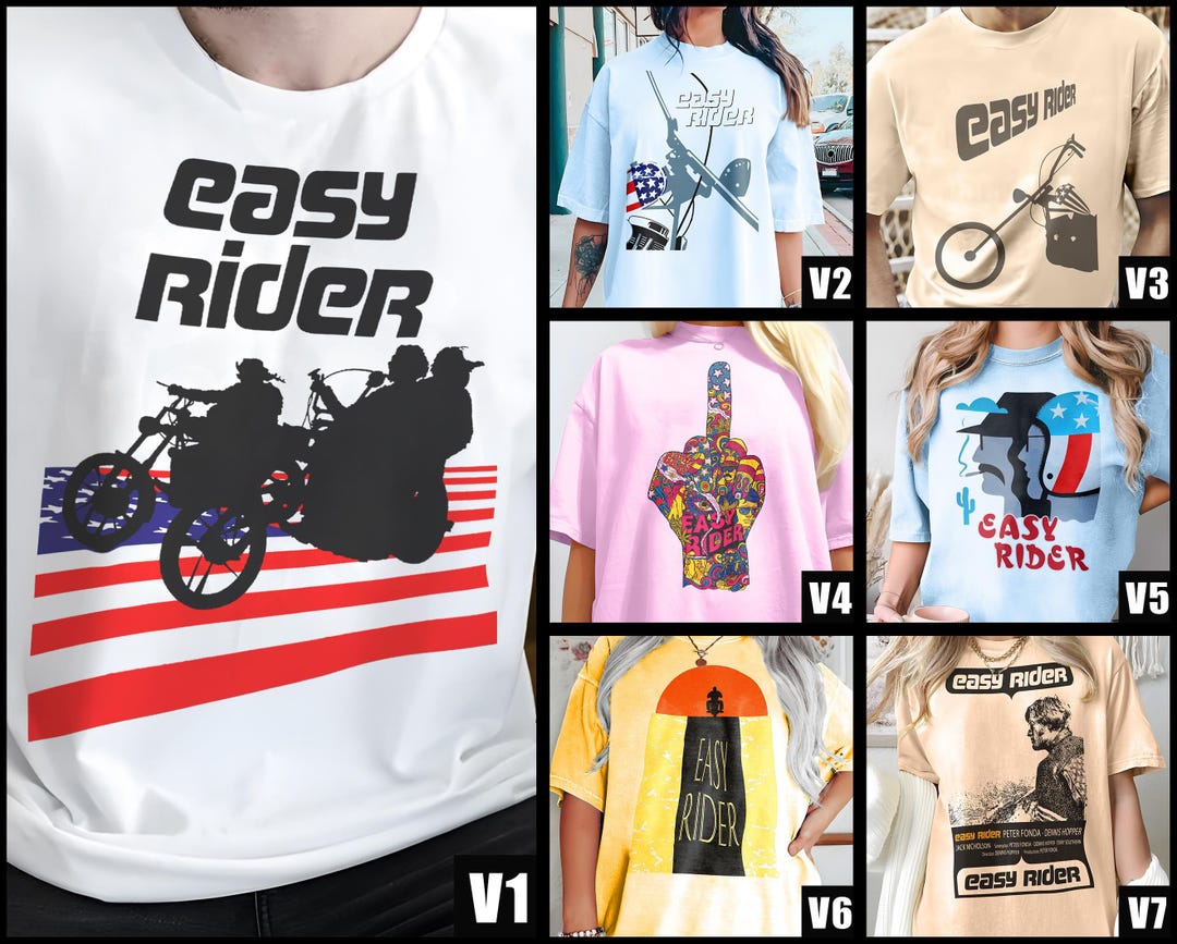イージーライダー V1-V7 ナチュラル Tシャツ 映画ポスター レトロ