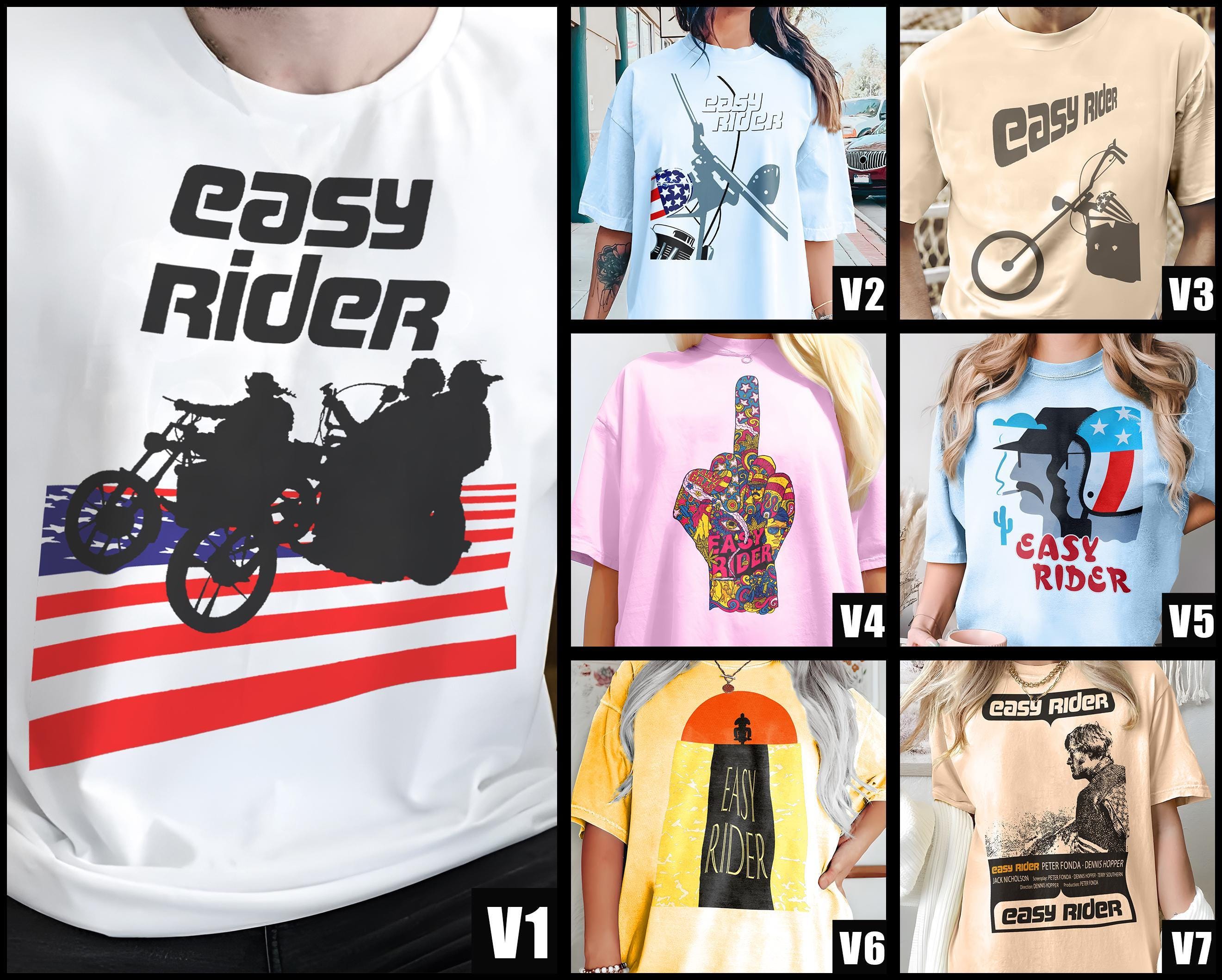 イージーライダー V1-V7 ナチュラル Tシャツ 映画ポスター レトロ