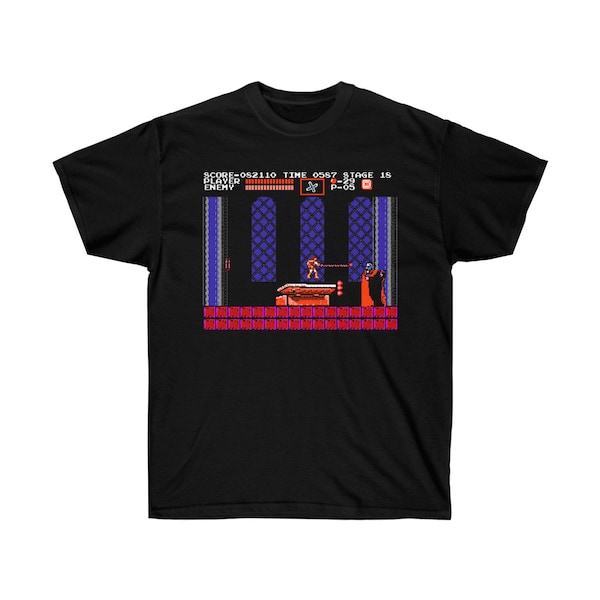 Castlevania Final Boss Dracula Logo NES Famicom spel 8 bit stage scherm T Shirt Arcade klassieke vintage retro design alle maten