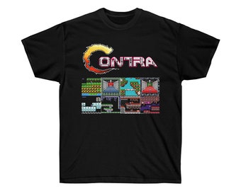 Contra gryzor all stages NES Famicom game 8 bit stage screen T Shirt Arcade classic vintage retro design all sizes