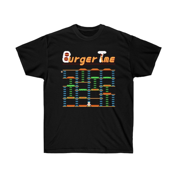 Burger Time stage 1 Logo NES Famicom game 8 bit stage screen T Shirt Arcade classic vintage retro design all sizes