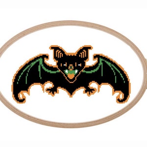 Vintage Halloween Bat Cross Stitch Pattern PDF