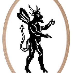Woodcut Demon Occult Cross Stitch Pattern PDF