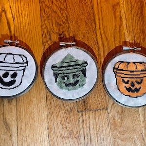 McDonalds Halloween Pail, Witch, Pumpkin, Ghost Cross Stitch Patterns PDF