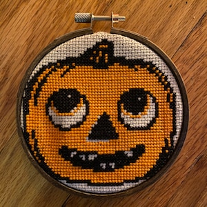 Vintage Halloween Pumpkin Cross Stitch Pattern PDF