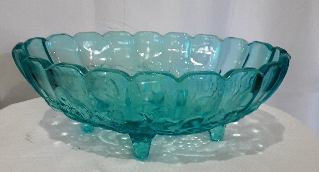 Rare Vintage Indiana Glass Blue Fruit Bowl Etsy