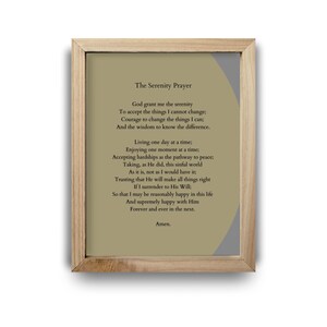 The Serenity Prayer, Mental Health Wall Decor, Therapy Office Decor Printable, Digital Download, Downloadable Art Prints, Serenity Prayer
