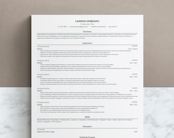 ATS Friendly Resume Template Word, Pages, Google Docs Resume, ATS Resume, ATS Cv Resume Template, Minimalist, Simple Resume, Basic Resume