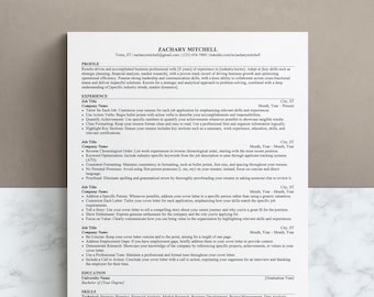 Professional, Business Resume Template for Word, Google Docs, Pages | Executive Resume | Internship Resume | College Resume | ATS Friendly