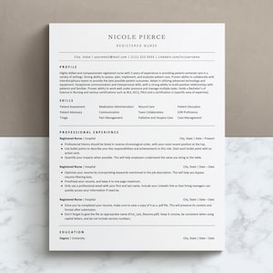 Registered Nurse Resume | Nursing Student Resume | Nurse Resume | New Grad Nurse | CV Template | Student Nurse | Medical Assistant Resume