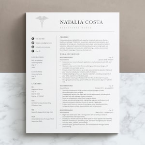 Nurse Resume Template for Word, Google Docs, Pages, Registered Nurse Resume, Travel Nurse, New Grad Nurse Practitioner Resume, Nurse Resume