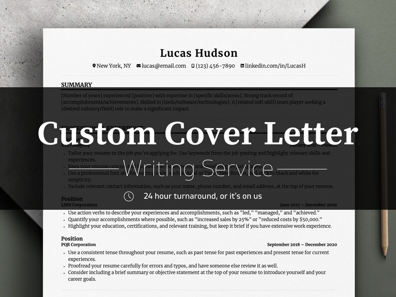 Custom Cover Letter Writing Service Cover Letter Service Etsy