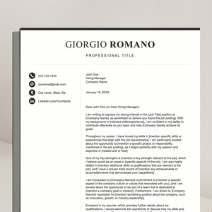 Plantillas de cartas de presentación profesionales / Plantilla de carta de presentación de currículum editable / Ejemplo de carta de presentación / Carta de presentación de muestra / Descarga instantánea