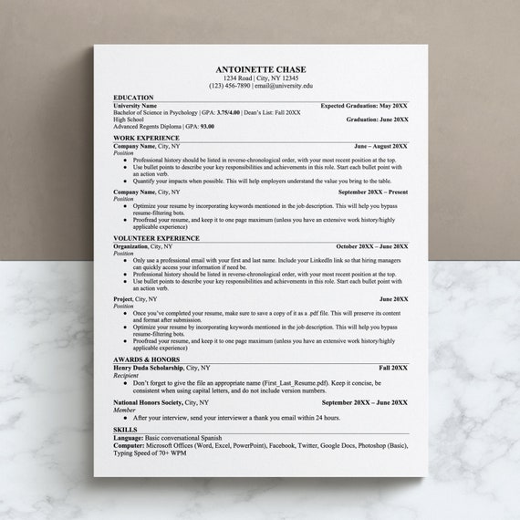 College Resume | Academic Resume | Resume Template | Curriculum Vitae | Professional Resume | Student Resume | Cover Letter | ATS Resume
