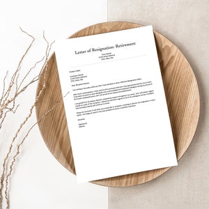 Resignation Letter | Letter of Resignation | Retirement Letter | Resignation Template | Two Weeks Notice | Printable | Editable Letter