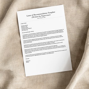 Plantilla de carta de recomendación / Carta de recomendación / Referencia de carácter / Carta de carácter / Escrita por un supervisor / Empleado