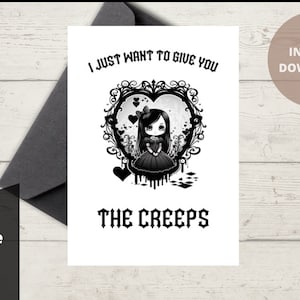 Printable Gothic Valentines Day Card | Digital Dark Gothic Love Download