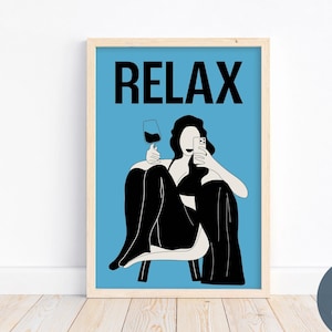Printable Girly Wine Lover Wall Art in Soft Blue - Instant Download, Bar Cart Decor, Housewarming Gift