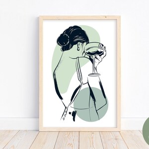 Printable Bar Cart Wall Art | Mid Century Modern Wabi Sabi Abstract Art | Instant Download
