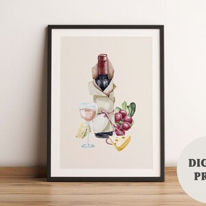 Watercolor Wine Art | Printable Wall Art | Bar Cart Prints | Alcohol Prints