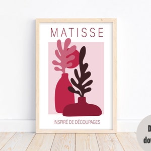 Printable Mid Century Modern Matisse Magenta Wall Art Poster | Minimalist Aesthetic Room Decor Viva Magenta 2023