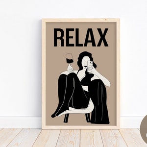 Printable Girly Wine Lover Wall Art in Earth Tone Colors - Instant Download, Bar Cart Decor, Housewarming Gift