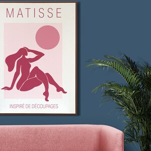 Printable Mid Century Modern Matisse Magenta Wall Art Poster | Minimalist Aesthetic Room Decor Viva Magenta 2023