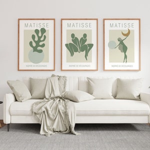 Set of 3 Wall Art  Matisse | DIGITAL DOWNLOAD Art | Matisse Print Green | Abstract Wall Art | Set of 3 Prints Green
