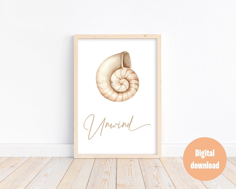 Printable Sea Shell Bathroom Wall Art Decor Calming Zen Wall Art Decor ...