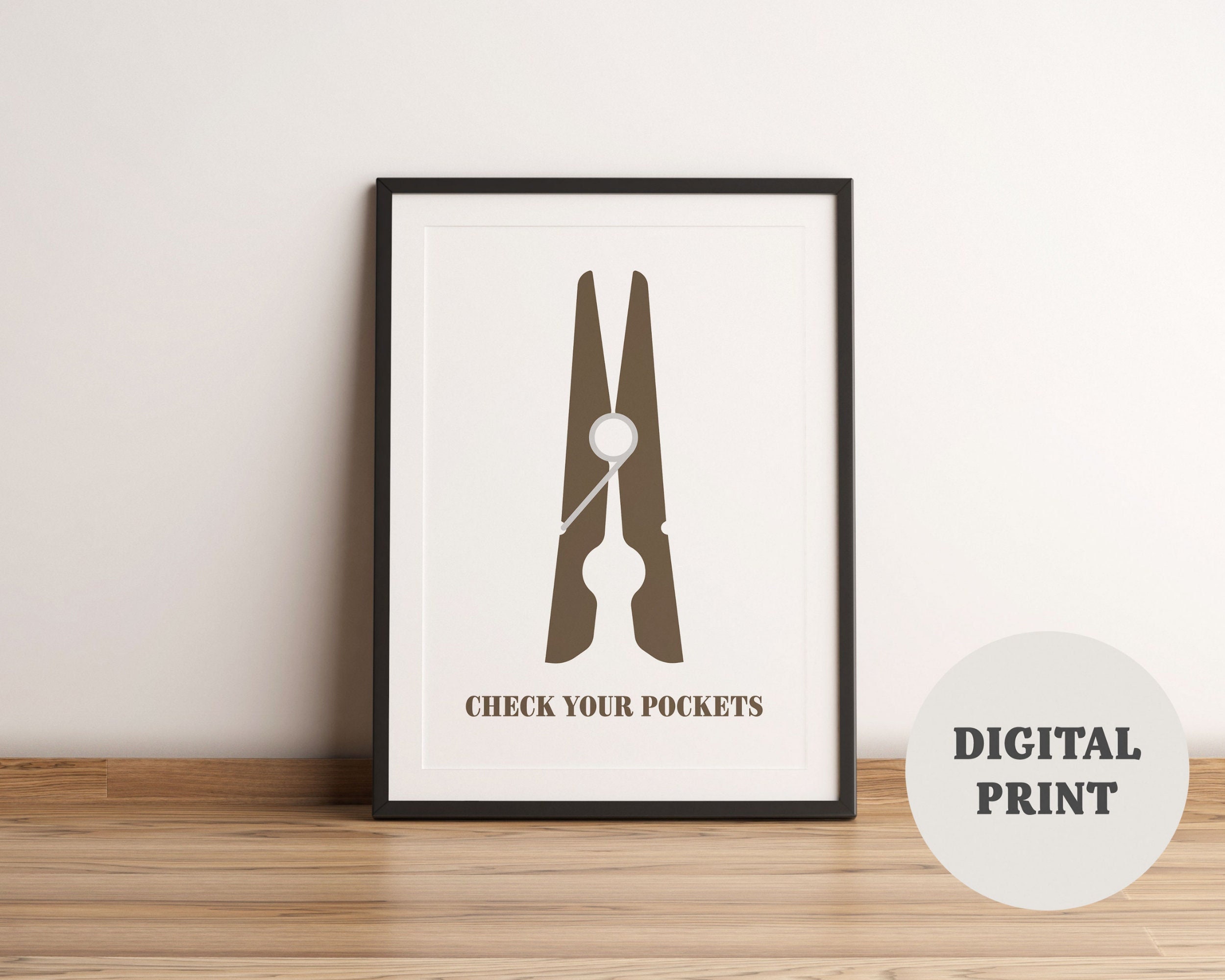 Printable Laundry Room Decor Wall Art Clothespin Modern - Etsy