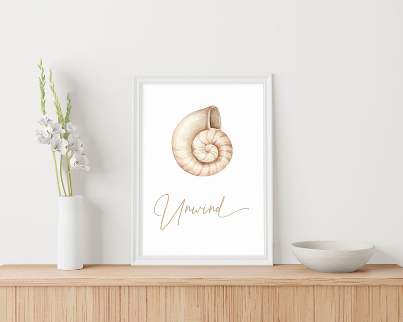 Printable Sea Shell Bathroom Wall Art Decor Calming Zen Wall Art Decor ...